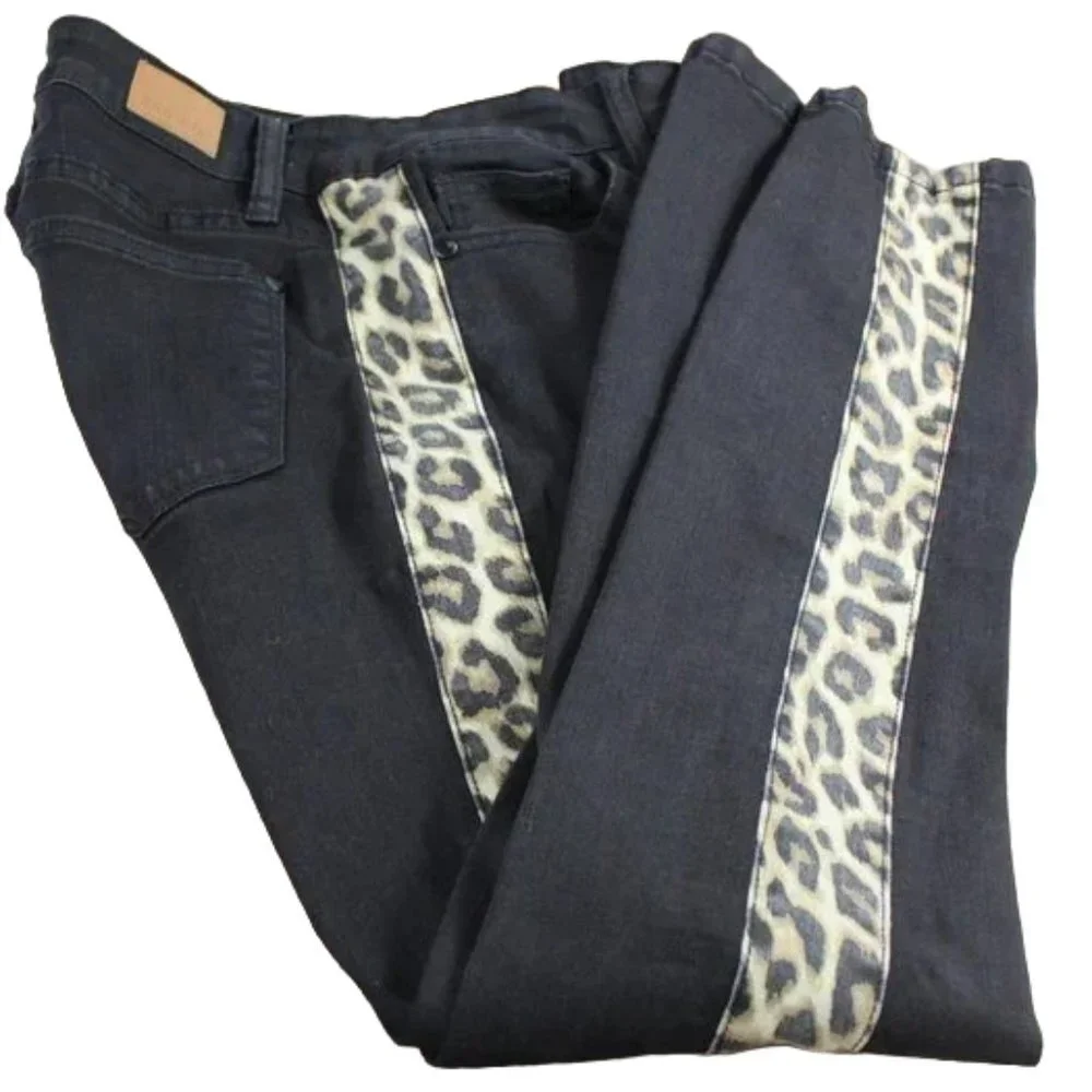 Judy Blue Tuxedo Black Leopard Stripe Skinny Jeans Size 5/27